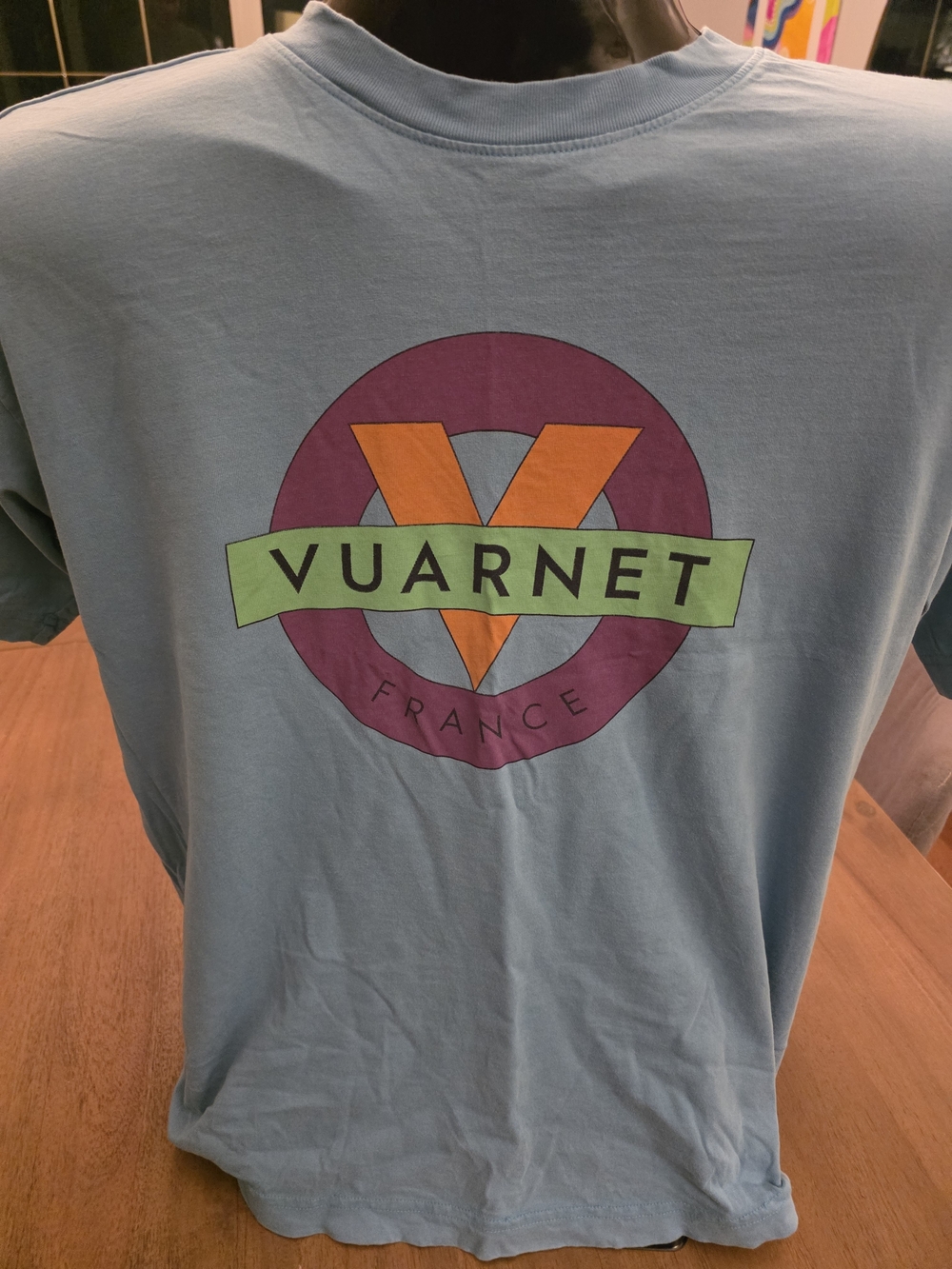 Retro Vuarnet X Hybra Logo Tee In Light Blue - Large